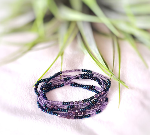 Meditace - náramek/náhrdelník náhrdelník náramek korálky fialová meditace mystická spiritualita náramek z korálků dámský náramek pruženkový náramek na pružence korálkový náramek duchovní síla fialové odlesky 