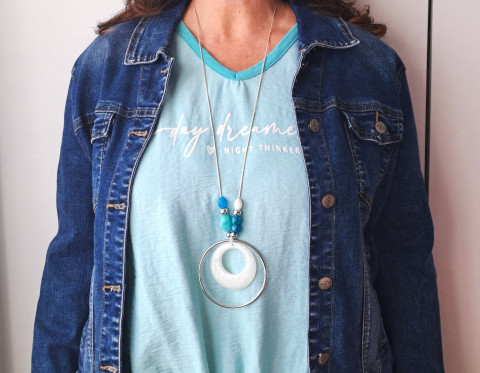 Karibik - Šik-art náhrdelník moře mořský tyrkysová tyrkys korále designový ležérní dlouhý náhrdelník karibik výrazný náhrdelník originální náhrdelník výrazný šperk šik-art náhrdelník ležérní náhrdelník 