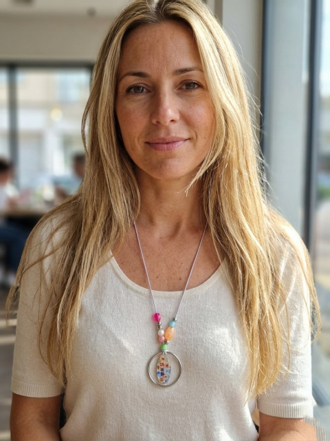 Summer day - Šik-art náhrdelník kruh náhrdelník léto pestrý barevný korále designový ležérní dlouhý náhrdelník velké korále originální šperk výrazný náhrdelník originální náhrdelník ležérní náhrdelník casual look letní květy 