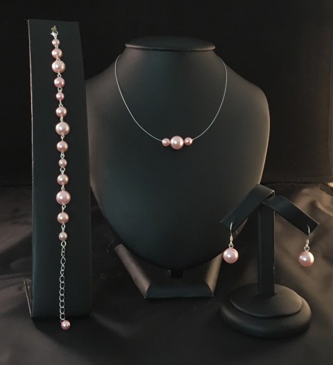 souprava Hana růžová náhrdelník náramek náušnice perle ketlování hand made voskové perlé 