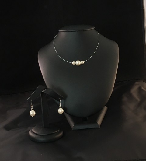 souprava Hana bílá náhrdelník náramek náušnice perle ketlování hand made voskové perlé 
