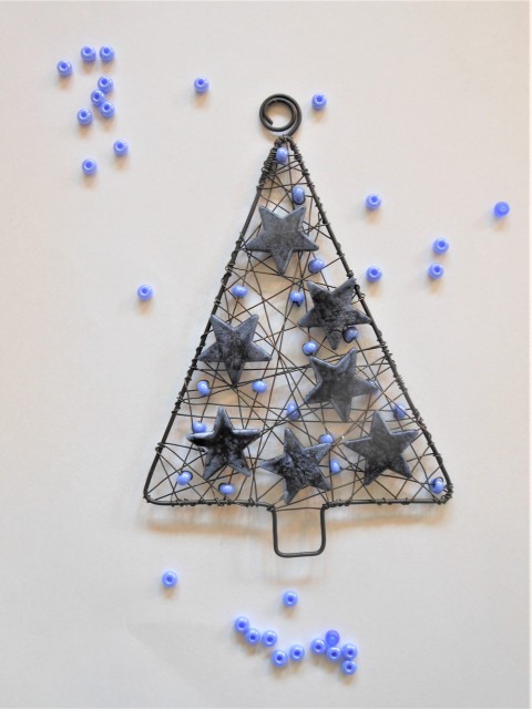 Stromeček temně modrý stromeček hvězda vánoce dekorace 