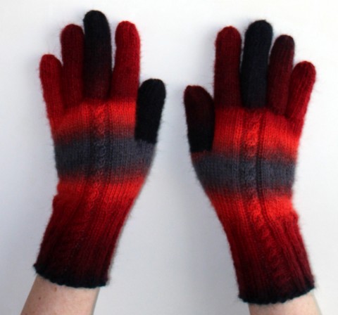 Ručně pletené rukavice vášnivé červená pletené černá šedá valentýn vášeň vlna rukavice rukavičky prstové ivka polyamid hanmade ručněpletené 