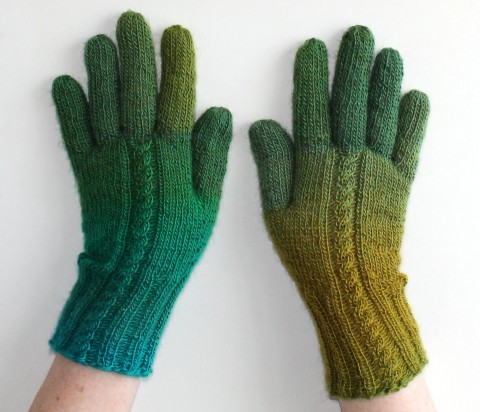 Rukavice..merino zelená pletené zimní podzimní rukavice merino teplé handmade hortenzie prstové ivka 