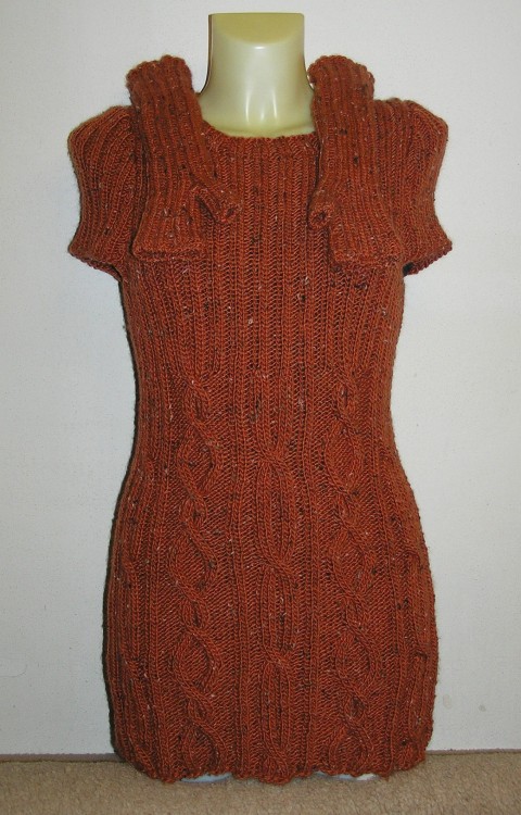 Tunika pletená skořicová oranžová tunika pletený skořice svetr dámský rezavá pulovr copánek ivka 