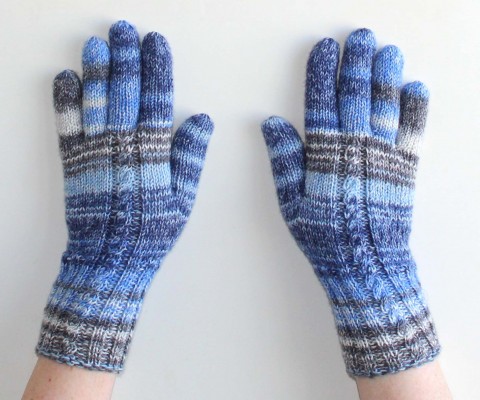 Rukavice Stíny modra nebe modrá bílá šedá pestré zimní podzimní rukavice rukavičky prstové ivka 