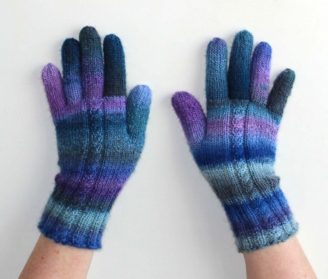 Rukavice pletené ručně Stmívání zelená modrá barevné fialová růžová pletené jemné rukavice merino pastelové pastely prstové ivka 