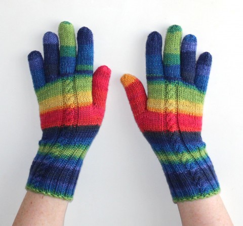 Rukavice ručně pletené ARA merino červená zelená modrá žlutá pestré zimní papoušek podzimní rukavice ara rukavičky prstové ivka 