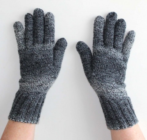 Rukavice pletené ručně pánské pletené černá šedá zimní rukavice melír pánské prstové ivka 
