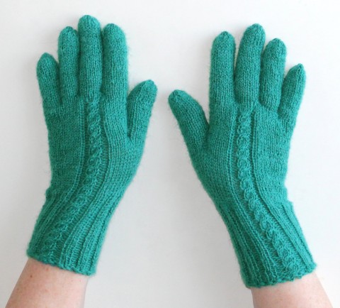 Rukavice pletené ručně s alpakou zelená pletené zimní podzimní rukavice smaragdová teplé handmade prstové ivka polyamid alpaca 