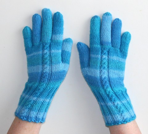 Rukavice pletené merino Modrásci modrá tyrkysová zimní podzimní rukavice merino rukavičky prstové ivka polyamid 