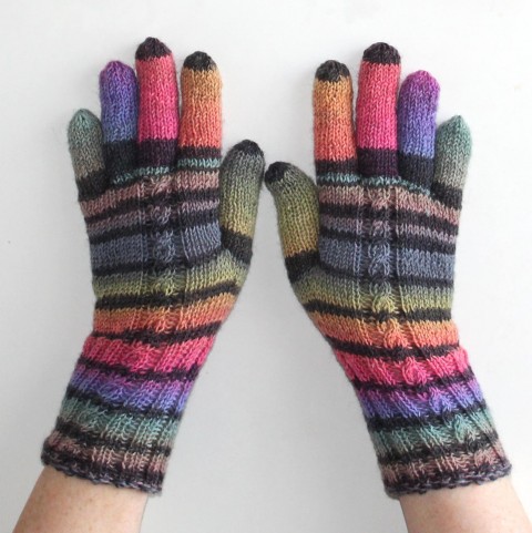 Ručně pletené rukavice Lékorky zelená fialová růžová pletené černá žlutá pestré zimní vlna podzimní rukavice rukavičky prstové ivka 