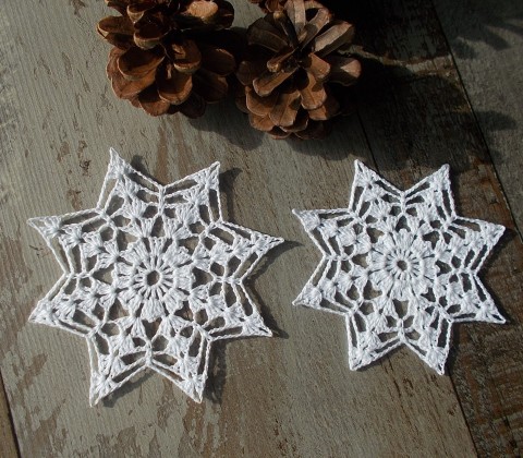 Háčkované vánoční ozdoby,hvězda č.6 dekorace bavlna moderní bílá hvězdička sněhová tradice vločka ruční práce na stromek 