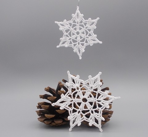 Háčkované vánoční ozdoby, hvězda 10 dekorace bavlna moderní bílá hvězdička sněhová tradice vločka ruční práce na stromek 