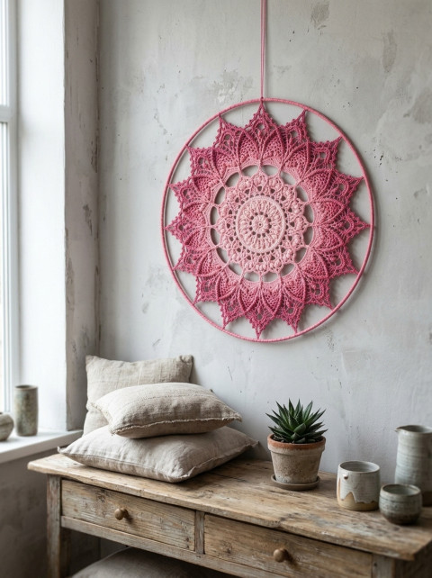 Mandala Růžová hvězda -průměr 45 cm meditace harmonie meditační lotosový květ mandaly mndala 