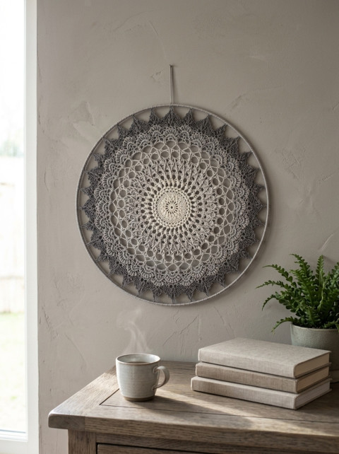 Mandala Šedá - průměr 45 cm meditace harmonie meditační lotosový květ mandaly mndala 
