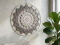 Mandala Béžově šedá hvězda - 45 cm