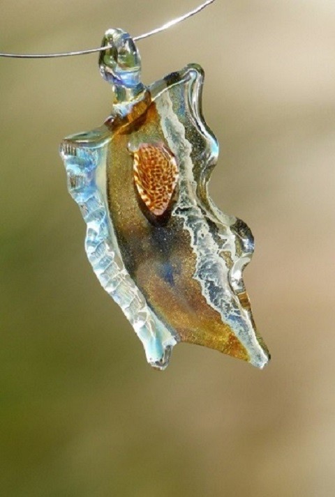Střípky podzimu - náhrdelník šperk náhrdelník přívěsek drát sklo nerez 