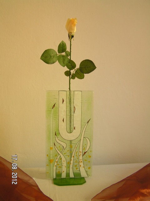 Originální skleněná  váza. váza sklo skleněná váza malovaná váza 
