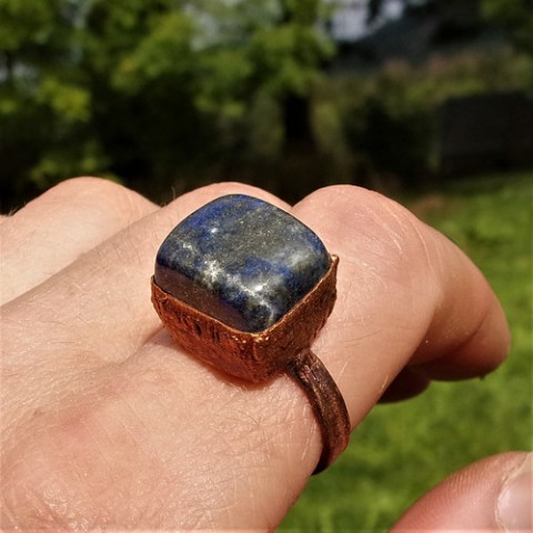 Prsten kostka lapis lazuli šperk prsten měď lapis lazuli 