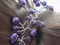 Ozdoba do vlasů z fialových perel