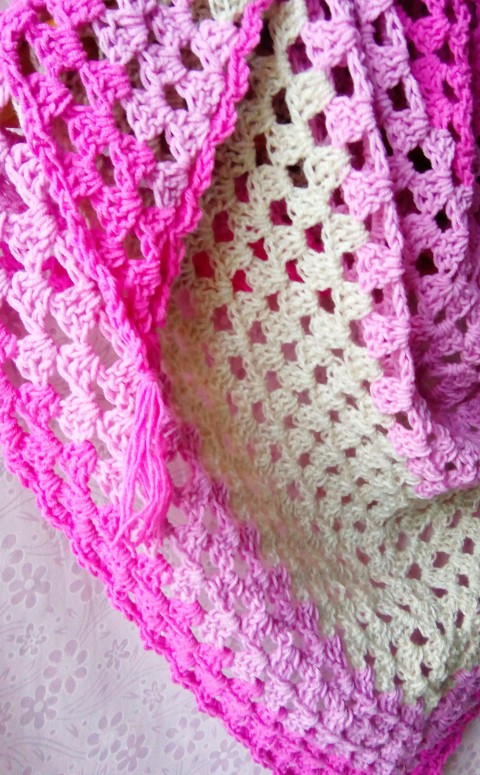 HÁČKOVANÝ - SMETANA-UV RŮŽOVÝ #0011 růžová bavlna hnědá béžová akryl originál příze směs 