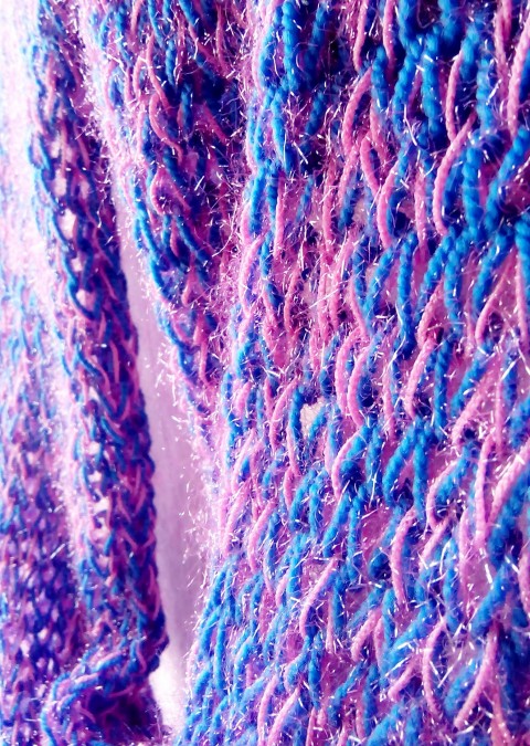 MELÍR RŮŽOVO-MODRÝ #0013 pletení šála krk zimní akryl barevný originál šál nákrčník příze hřejivý kruhový jediný neopakovatelný ruční tvorba 