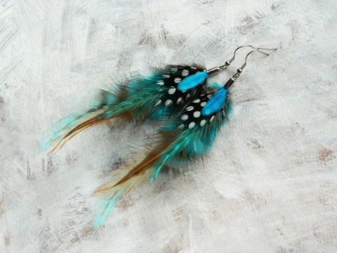 peříčkové náušnice- náušnice z peří náušnice hippie peří peříčka chirurgická ocel boho 