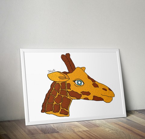 Žirafka Žirafína žirafa zvíře dekorace portrét ilustrace kresba vysoká 