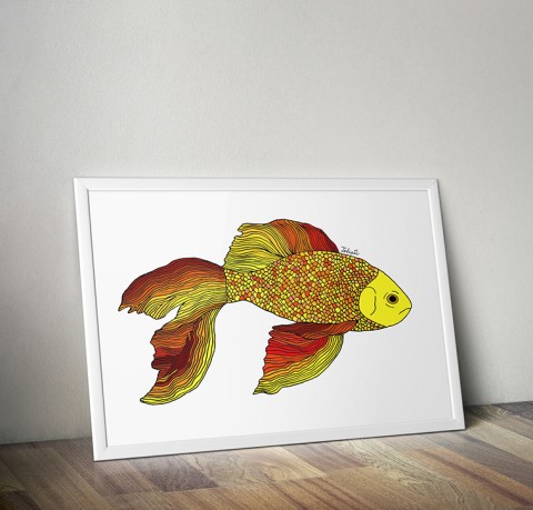 Zlatá rybka dekorace rybka ilustrace kresba 
