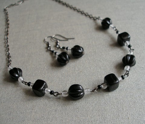 Persefona - náhrdelník, SLEVA z 175 náhrdelník sada černá čirá černobílá black afrodita 