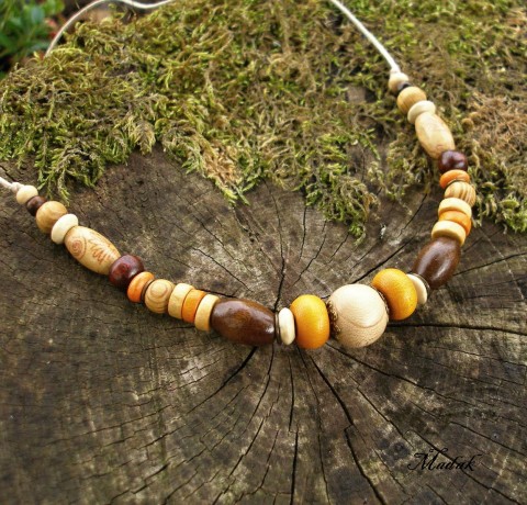 Kolekce Flowering wood LXXXII. dřevěné náhrdelník originální oranžová hnědá dámský barevný veselý keramický podzimní 