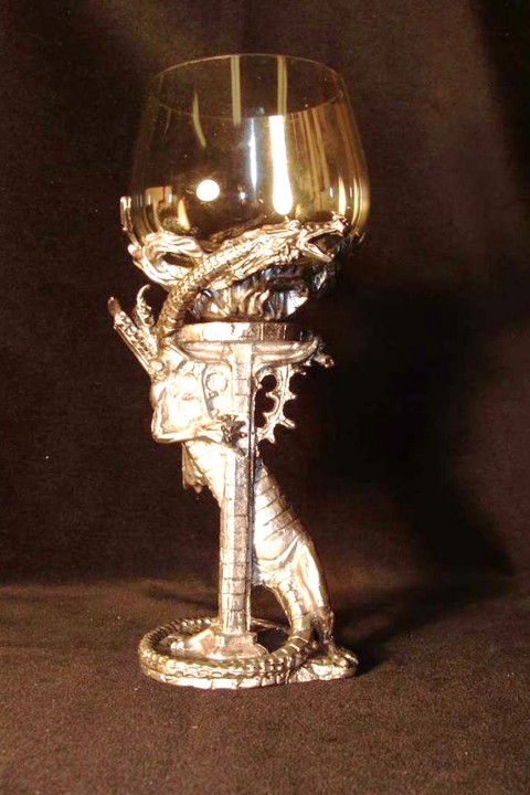 Sklenice na víno - drak (cín) víno drak dráček draci sklenička dračí vinná skleničky glass wine vinný dráčik history glasses historical okrok 