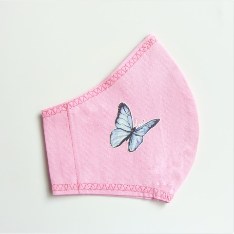 Rouška jednovrstvá dámská růžová motýl bavlna dámská aplikace puntíkatá puntíkovaná jednovrstvá 