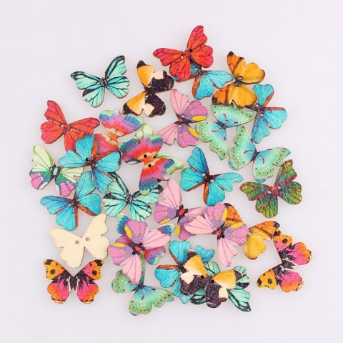 Knoflíkyi sada 10 ks dřevo dřevěné motýl motýlek knoflíky 