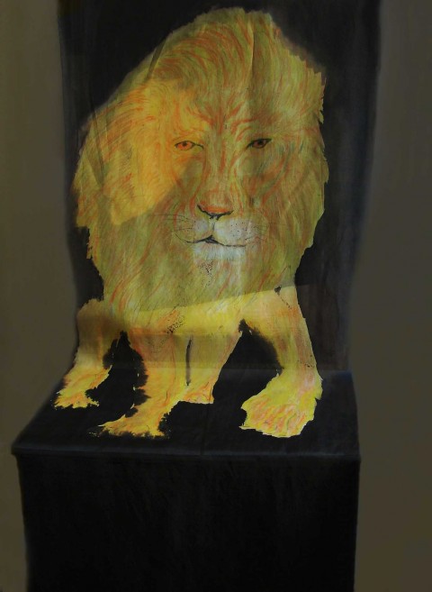 Šál Hedvábný král zvířat zvíře malované oranžová hnědá lev hedvábí šátek 