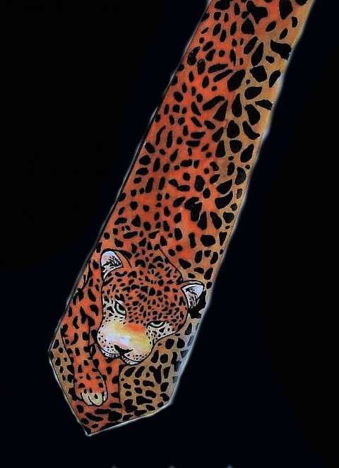 Kravata hedvábná Gepard zvíře oranžová kravata extravagance gepard 