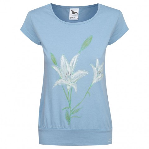 Tričko malované Něžné lilie malované letní bavlna bílá přírodní zahrada modré kytka kytice tričko lilie poetické 