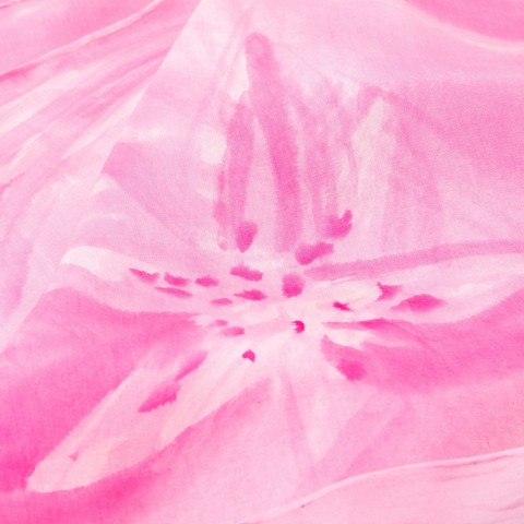 Hedvábná šála Růžové lilie růžová květy šála hedvábí lilie ručně malované 