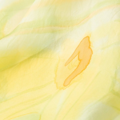 Hedvábná šála Narcisky zelená květiny žlutá šála jaro hedvábí narcisy hedvábná ručně malovaná 40x150 