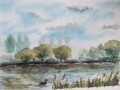 Akvarel originál U rybníka