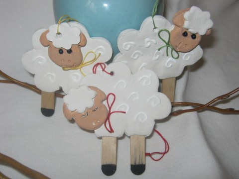 Sada 3 oveček dekorace jarní ovce ovečka sada jaro velikonoce ovečky tři velikonoční na zavěšení 