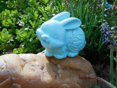 Zajíček SVĚTLE MODRÝ dekorace jarní jaro velikonoce králík zajíc zajíček zahradní výzdoba velikonoční na zahradu 