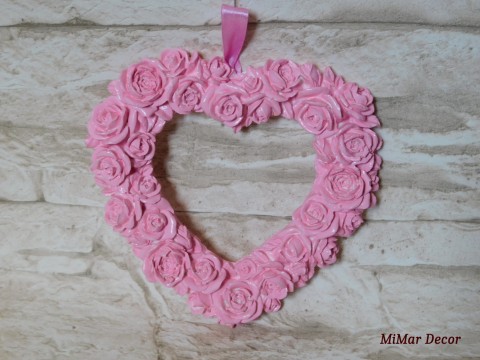 Srdce s květinami růžové srdce dekorace dárek srdíčko kytičky na zavěšení odlévání 