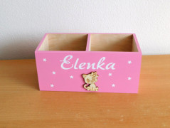 Dřevěná šperkovnice sponky, gumičky
