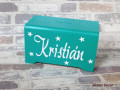 Dřevěná pokladnička se jménem