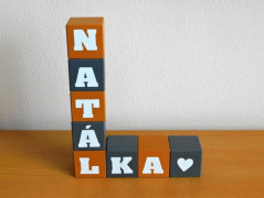 Dřevěné kostky se jménem