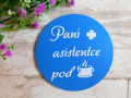 Dřevěný podtácek Paní asistentce