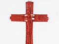Skleněný kříž rubínový vrstvený m.