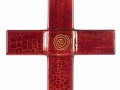 Skleněný kříž rubínový se spirálou